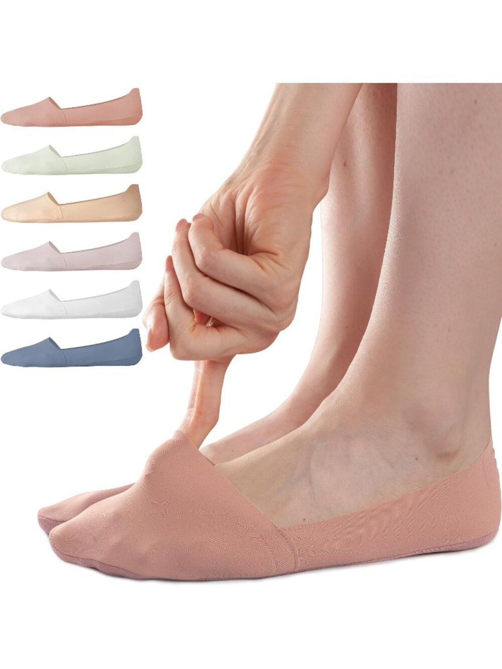 🧦Women's Pink Blue No Show Socks 6 Pairs Non Slip Low Cut Invisible Liner